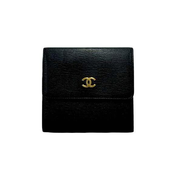 CHANEL Accessories - CHANEL Coco Mark Leather Tri-fold Wallet, Genuine Leather, Double Snap Closur...